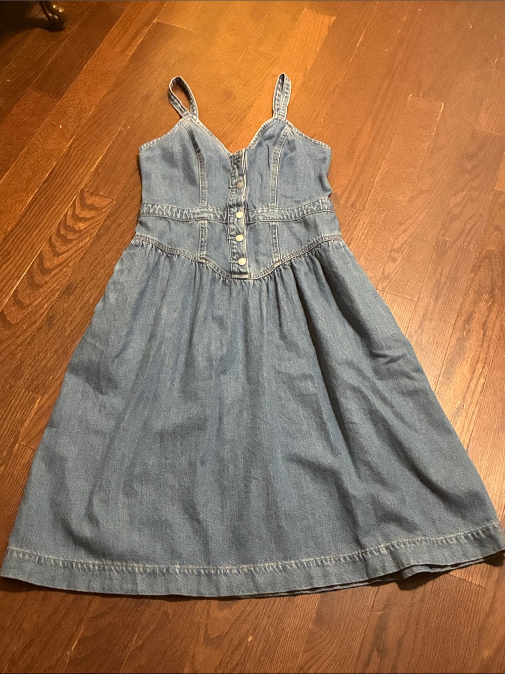 Denim Button-Front Sundress - Light Blue